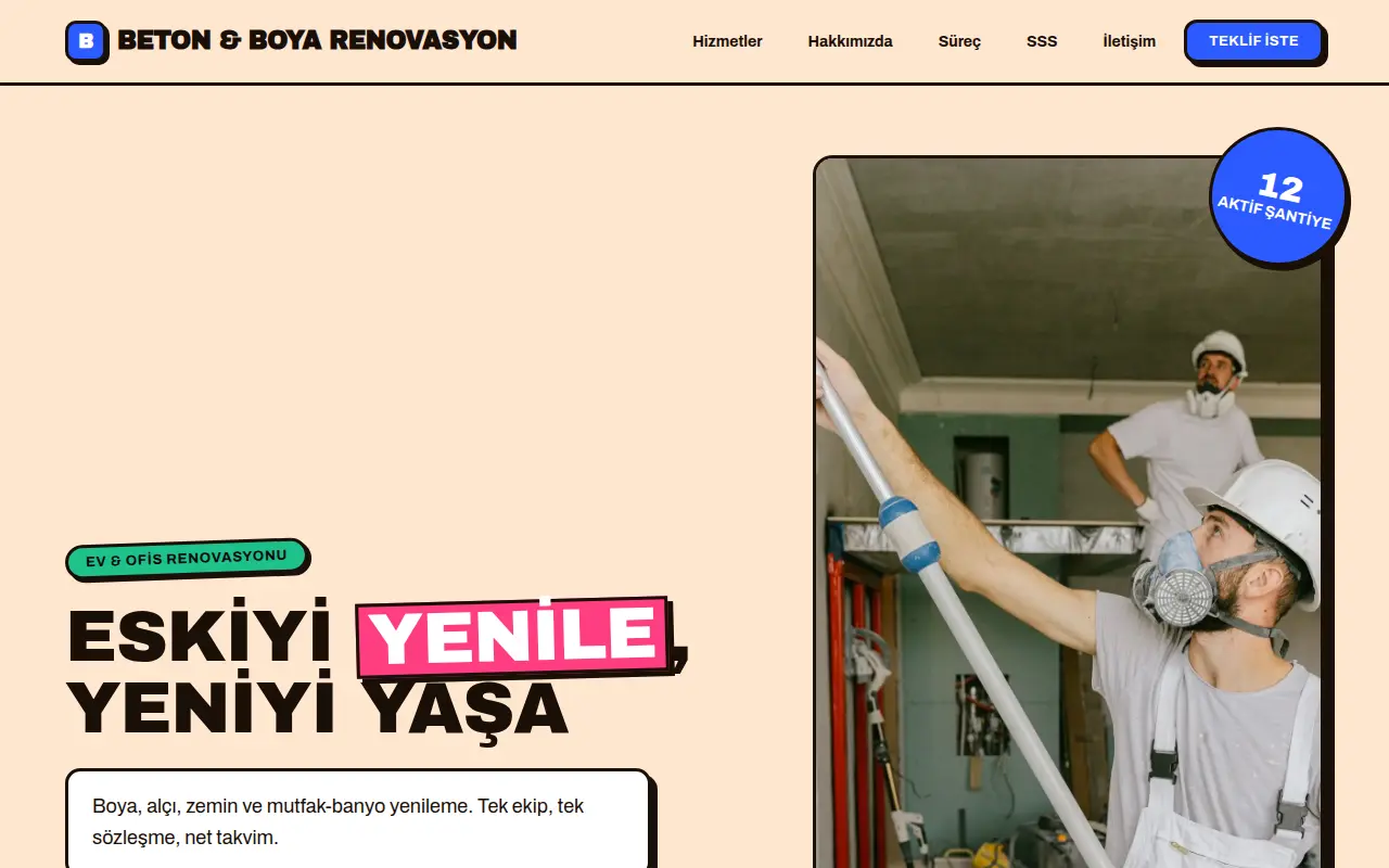 İnşaat Firması Web Sitesi — Beton & Boya Renovasyon
